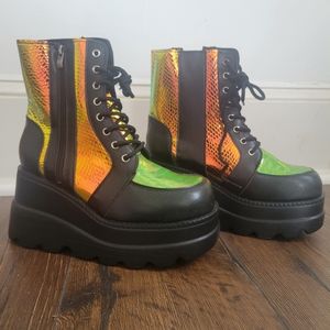 NWT Golden Viper Black Platform Boots - Rave Wonderland - Size 8